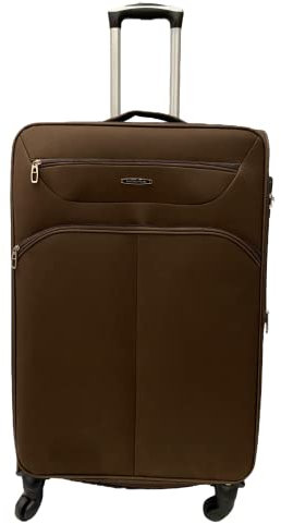 RAVENSUITCASE Juego de Maletas de Viaje de 3 Piezas, Equipaje de Tela Peso Pluma Resistente+PC,Extensible, Ruedas 360 universales, Super Ligera Extra Light, Comoda y Duradera. (Large 28'', Coffee)