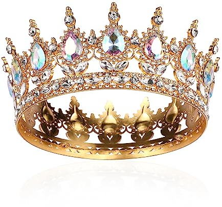 Bridal Crown Crystal Queen Crown Full Round Girls Tiara Barock Tiaras Sparkly AB Strass Prinzessin Karneval Kopfschmuck Schmuck für Halloween Kostüm Hochzeit Prom Geburtstag Pageant Party Stirnband