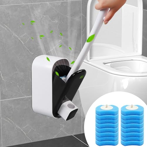 Escobilla Desechable WC, Escobillas de Baño Desechables Cepillo Inodoro Desechable Cepillo Limpiador de Inodoro Desechables con 24 Cabezales De Repuesto para Varita De Inodoro para Limpieza Hotel