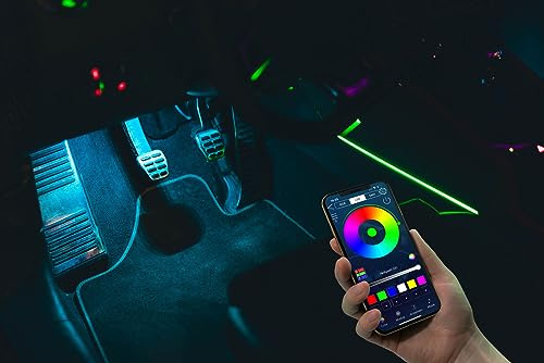 ambitrim® Digital RGB PRO LED Ambientebeleuchtung | Neuheit 2023 RGB Steuerung Via App | Kabellos mit 16,7 Millionen Farben und Farbverläufen | 2 Zonen-Steuerung - nur Fußraumbeleuchtung PRO
