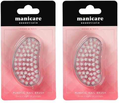 Manicare Plastic Nail Brush, Hygienic Hand And Nail Cleaning Brush, Scrubbing Brush To Clean Under Nail Dirt Grime And Grease, Firm Strong Bristles, For Use On Fingernails And Toenails (Pack of 2)