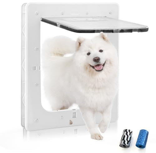 Superpotential Hundetür, wetterfeste Haustiertüren für kleine bis durchschnittliche Hunde, Katzen oder andere Haustiere, verbessert und verdickt, 20,3 x 27,9 cm Öffnungsklappe, einfache Installation