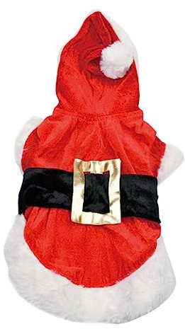 ABOOFAN Weihnachtsmann-hundekostüm Warmer Haustier-Kapuzenpullover für Weihnachten Hundejacken für Größe L