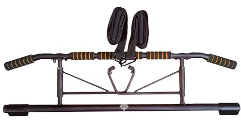 MUSCIFY Pull up Bar Doorway Door Frame chin up bar Home Gym Equipment with Foldable & Screw Free Design (Black & Orange)