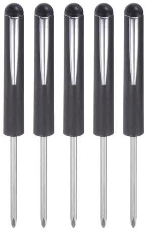 sourcing map 5pcs Non-Magnetic Pocket Screwdriver 4mm Phillips 3mm Slotted Mini Portable Screw Driver with Clip for Mechanical, Electrician, Technician, Black