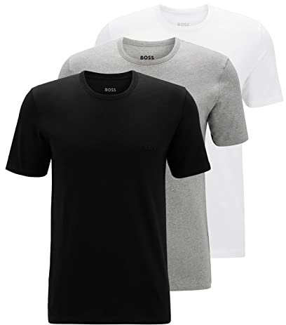 BOSS Herren Classic T-Shirts Kurzarm Shirts Pure Cotton Crew-Neck 3er Pack, Farbe:Mehrfarbig, Artikel:-999 Black/White/Grey, Größe:L
