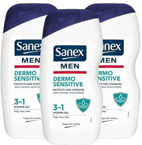 3 x 500ml | Sanex Men Dermo 3 In 1 Sensitive Shower Gel 500ml
