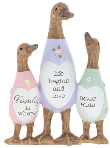 Shudehill Giftware Daisy Message Cute Wooden Duck Ornament - Mum, Nan, Friends, Family and More Sentimental Messages, Gift Ideas For Her (Family)