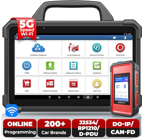 LAUNCH X431 PAD VII Elite OBD2 Diagnosegerät, 2024 Top J2534 Reprogrammierung Tool, Intelligente Topologiekarte bi-direktionale Diagnose-Scanner, ECU-Codierung, 2 Jahre kostenloses Update, 60+ Dienst