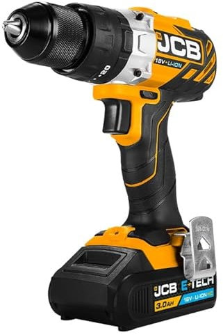 JCB 18V 65Nm Brushless Combi Drill with 3.0Ah Li-ion Battery & 18V 2.4A Fast Charger - 2 Speed Gearbox - Ergonomic Design - 3 Year Warranty