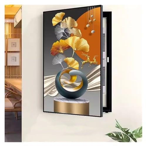 AFGZQ Couvercle De Peinture Décorative Compteur Électrique Cache Compteur Electrique Mural Peinture Murale sans Poinçon Décoration Murale Créative(Black,40x60cm)