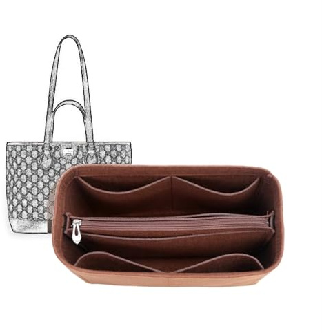 XIAOYIBAIHUOUK Taschen-Organizer for Gucci Ophidia-Taschen, mit Wildleder gefütterte Aufbewahrungstasche, Taschenaufbewahrungseinsatz, tragbare Kosmetiktasche(Coffee B,M)