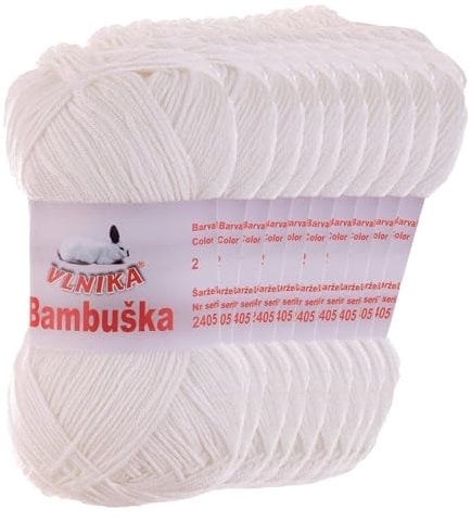 10 x 50g Häkelgarn Bambuska Sommergarn Strickgarn Baumwolle Viskose unifarben, Farbwahl, Farbe:02 creme