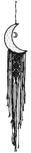 sourcing map Attrape-rêves en macramé, noir fait à la main, motif lune en coton tissé, à suspendre au mur pour la maison, la chambre à coucher, ornement, cadeau artisanal