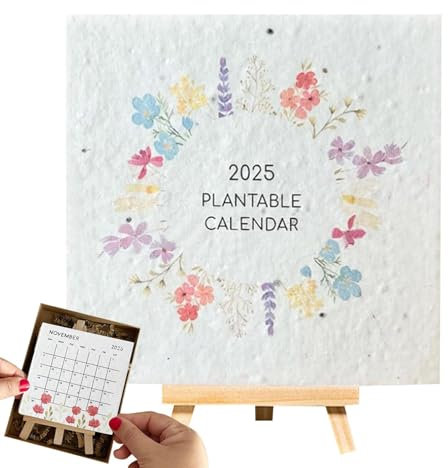 Pflanzbarer Kalender 2025 Wandkalender, Plan-tura Einpflanzbarer Kalender 2025, Pflanzkalender Mit Staffelei, Biologisch Abbaubarer Sprossen Seed Papierkalender, Für Die Heimbüro Dekoration