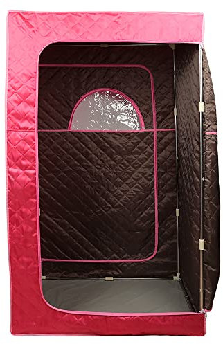 Sauna à Vapeur Portable Pliable Maison Isolante à Quatre Couches éPaissir Kit De Tente De Sauna Spa pour Une Personne Cabine De Pliage avec TéLéCommande Petite Chaise Pliante(rouge)