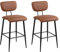 YERAIRR Taburetes Altos de Cocina Juego de 2, Taburetes de Cocina con Respaldo de Polipiel, Sillas Altas para Barra, Comedor y Salón, Marrón