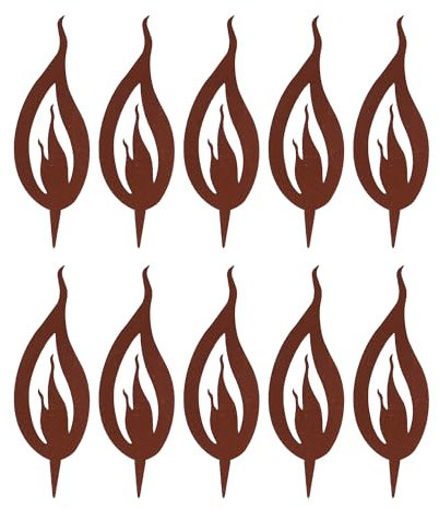 Gartenstecker Rost Flammen 10 cm hoch 10er Set