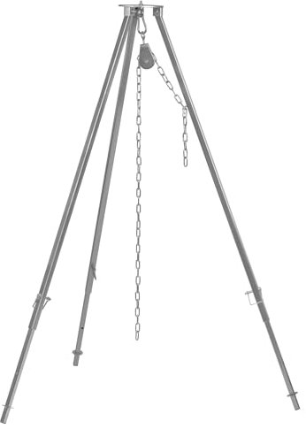 BBQ-Toro Griglia a tre zampe | 112 – 178 cm | Treppiede per braciere girevole | Struttura in ferro a tre zampe | Griglia sospesa, griglia per barbecue, griglia a tre gambe con catena