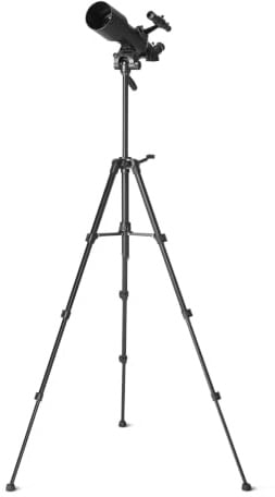 Amazon Basics Teleskop, 70-mm-Öffnung, 400-mm-Brennweite, AZ-Montierung, Tragbar mit Aluminiumstativ, Handyhalterung, 3-Fach Barlowlinse, Tragetasche, Schwarz