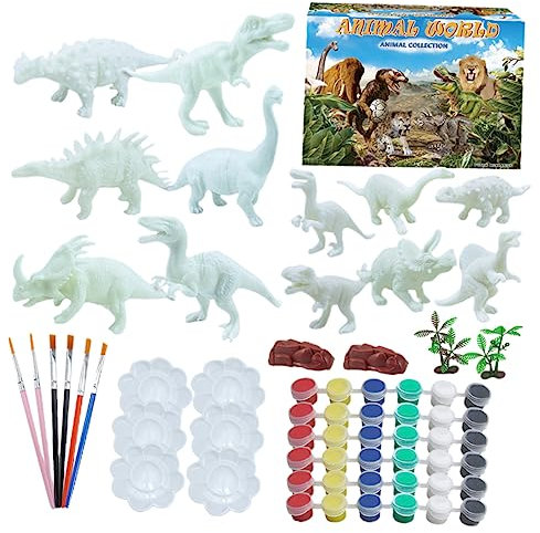 SUPVOX 64piezas De Dinosaurios Para Pintar Kit De Dibujo Para Juguete De Pintura Para Manualidades De Dinosaurio De Juguete Tinta De Pintura Para Actividades Creativas