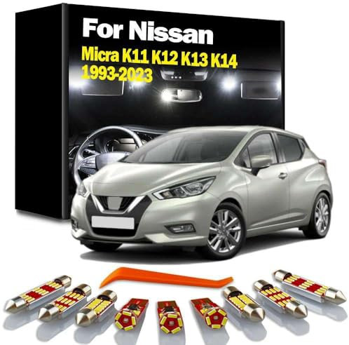 CAWEZCFY LED Interior Reading Light Kit, For Micra K11 K12 K13 K14 1993-2020 2021 2022 2023 Car Number Plate Bulb