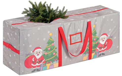 YiYa Christmas Tree Storage Bag for 7.5 Ft Heavy Duty 600D Oxford Xmas Tree Bag Waterproof Christmas Storage Container With Handles for Xmas Santa Claus Trees (grey, L)