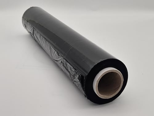 Black Pallet Wrap Roll 500mm x 250m (17mu, 2.2kg) – Heavy Duty Stretch Film | Shrink & Cling Wrap for Moving House, Furniture, Packaging & Industrial Use | Non-Extended Core (1)