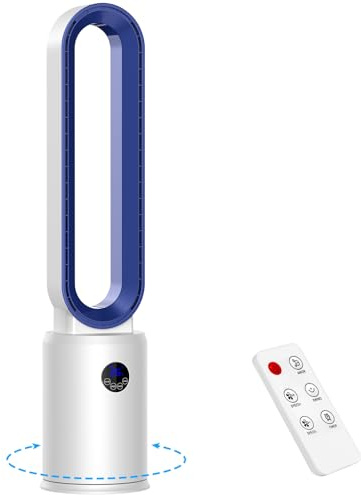 Husgw Ventilatore a Torre silenzioso, 24 Velocità, Oscillazione a 60°, Display a LED, Timer 12 Ore, Ideale per Camera da Letto, Ufficio, Soggiorno e Cucina