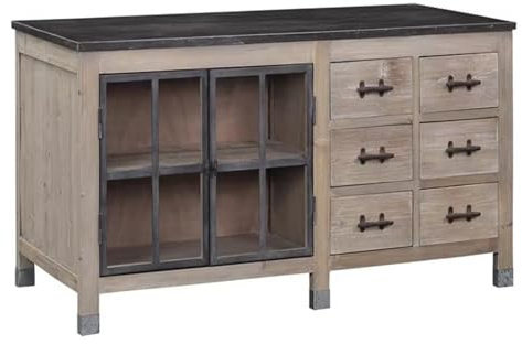 MENGLI-2024 Mesa de Isla Aparador Buffet de Madera con Isla Cocina rústica Granja Puertas, cajones y estantes