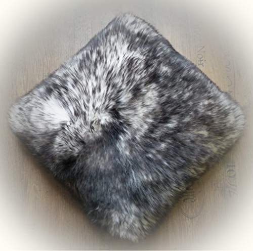 Natur-Fell-Shop Kissen aus echtem Schaffell/Lammfell 40x40cm Weiss/Taupe