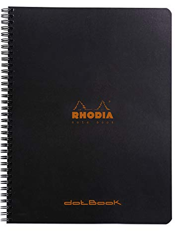 Rhodia 193039C Notizbuch (mit Doppelspirale, Dot grid, 80 Blatt, DIN A4+, 22,5 x 29,7 cm) 1 Stück schwarz