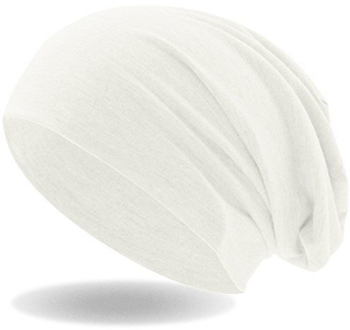 Hatstar® Klassische Slouch Long Beanie Mütze | leicht und weich | für Damen und Herren | Übergangsmütze für Frühling und Sommer (Weiß)