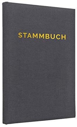Hochzeitideal Stammbuch der Familie Serie 'Linea' Leinen dunkelgrau (Gold, 21,0 x 14,0)