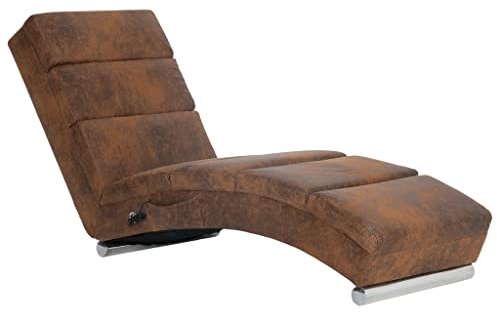 vidaXL Chaiselongue 5 Massagemodi Heizfunktion Massage Liegesessel Relaxliege Liegestuhl Massagesessel Relaxsessel Loungesessel Braun Wildleder-Optik