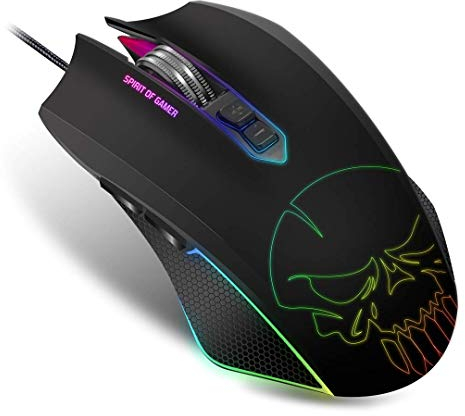SPIRIT OF GAMER- Souris Gaming ELITE-M40 - Rétro-Eclairé LED 10 Effets + RGB Colors – 6 Niveaux de Résolutions – Jusqu’à 4000 DPI Max - 5 Profils Paramétrables – 7 Boutons Programmables