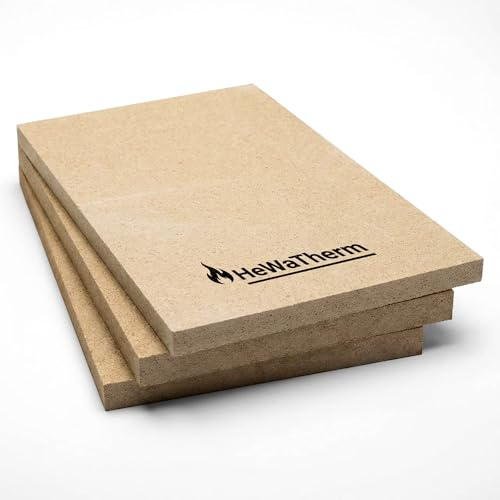 HeWaTherm Vermiculite Platten für Kaminofen und Feuerraum, bis 1300 °C, leicht zuschneidbar (3 Platten, 300 x 300 x 30mm)