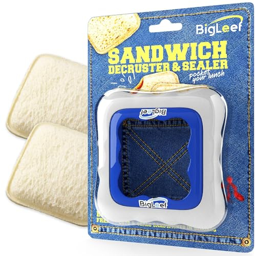 BigLeef Coupe-sandwich, scellant et Decruster pour enfants – Enlevez la croûte à pain, faites des sandwiches de poche – Non toxique, sans BPA, portable, facile à utiliser et passe au lave-vaisselle