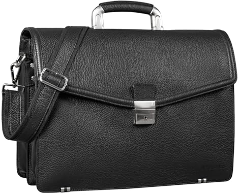 STILORD 'Lazarus' Serviette Cuir Porte-Documents d'affaires Sacoche Vintage XL pour Homme Classique Sac de Travail pour Business Bureau Sacoche d'Ordinateur, Couleur:Noir