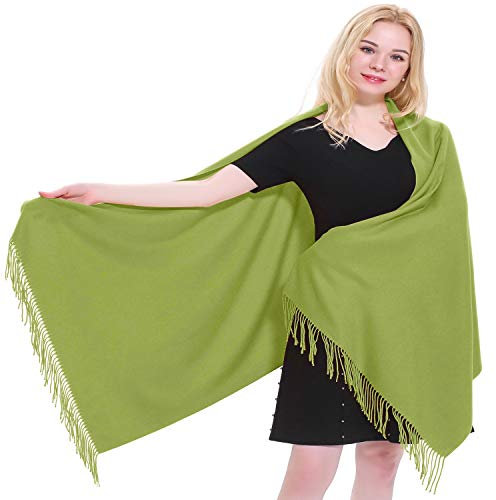 CJ Apparel Spessa tinta unita design misto cotone scialle sciarpa Wrap stola Throw Head Wrap Pashmina Hand Made in Nepal NUOVO, Verde lime, Taglia unica
