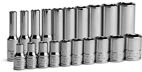 Capri Tools 1/4 in. Drive Master Chrome Sockets Set, 6-Point, 3/16 to 9/16 in, SAE, Sockets Only