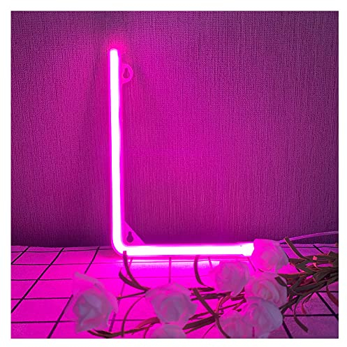 ENUOLI Pink Neon Letter Sign - LED Alphabet Neon Art Lights - Battery/USB Operated - Wall Decor - Perfect for Bedroom, Wedding, Birthday, Christmas