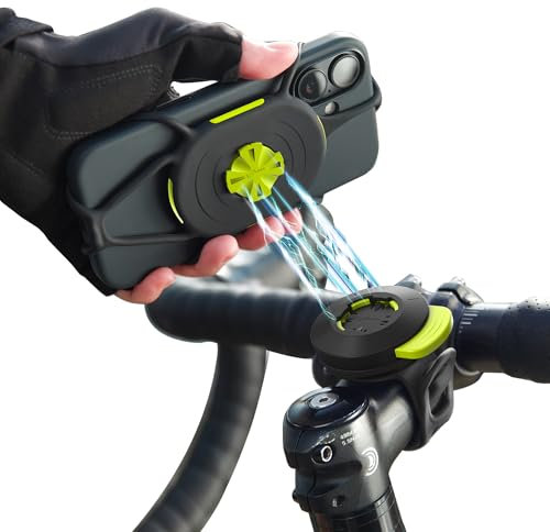 BONE Bike Tie Connect Kit 3 – Handyhalterung für Rennrad mit Schnellverschluss und 360° Drehung, Universal Vorbau-Halter für Smartphones 4,7-7,2, kompatibel mit iPhone 16 Pro Max/Plus, 15 Pro Max