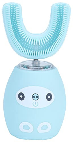 Brosse à dents électrique ultrasonique, automatique IPX7 rechargeable USB 360 ° en forme de U pour enfants blanchissante de nettoyage réglable portable(Bleu 8-15 ans)