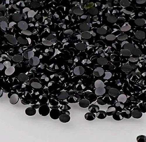 MajorCrafts 3000pcs 3mm ss12 Flat Back Round 14 Facets Resin Rhinestones Embellishment Gems (Jet Black C30)