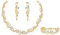 EVER FAITH Schmuckset Damen Österreichische Kristall Hochzeit Blume Welle Halskette Ohrringe Armband Set Grün Schwarz-Ton