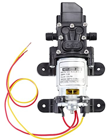HSEAMALL DC 12V Pompa Acqua a Membrana Ad Alta Pressione, Irroratrice Elettrica Autoadescante con Pressostato 100PSI 4L/Min