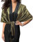 Gragengs Funken Metallic Pashmina Schals und Stola für Damen, Lange Party Tücher Einheitliche Farbe Zwei Töne,Schwarz/Gold