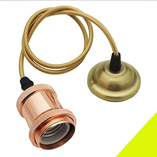 Ceiling Pendant Light Fitting,Modern Industrial,E27 Lamp Holder Suspended Fitting Adjustable Light Pendant Fitting Hanging Lamp bedroom living room dining room kitchen, rose gold silver (rose gold)