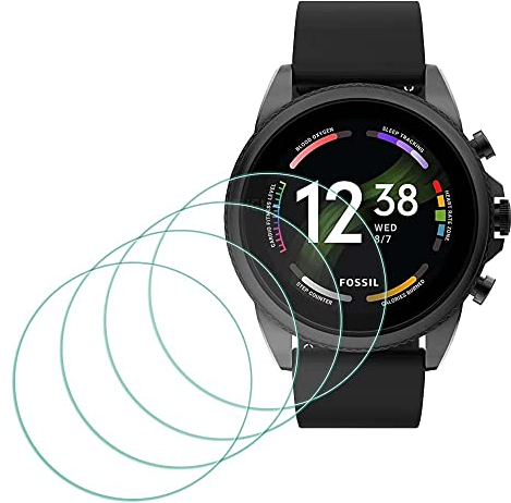 MTHGH Protection Écran pour Fossil Hommes GEN 6 44mm/ Femmes GEN 6 42mm Verre Trempé [4 pièces] [Non applicable à FW7071-FW14f2], Protecteur d'écran Dureté 9H Anti-rayures Sans bulles Ultra Mince